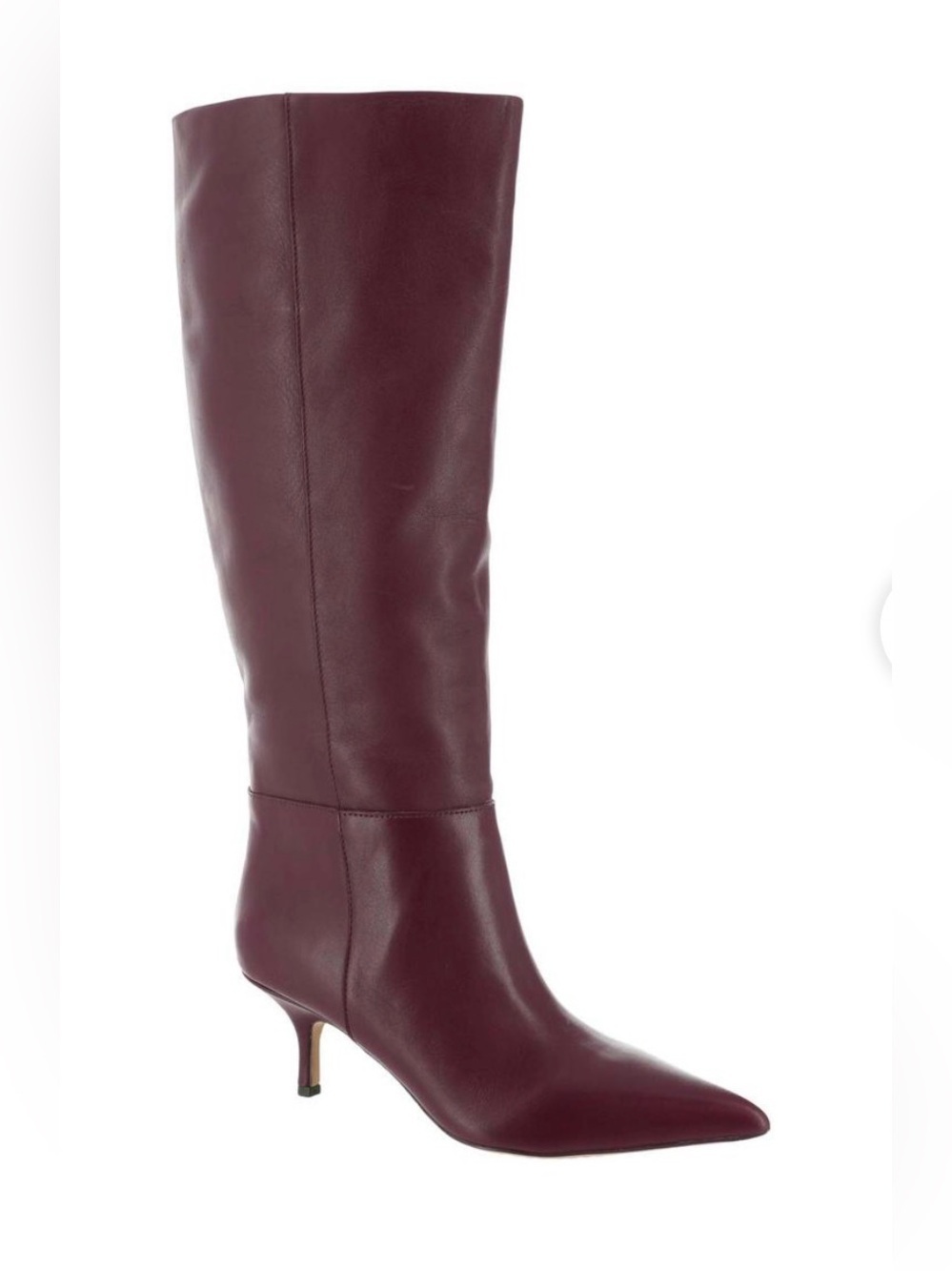 Women's Burgundy Leather Knee-High Pointed Toe Boot